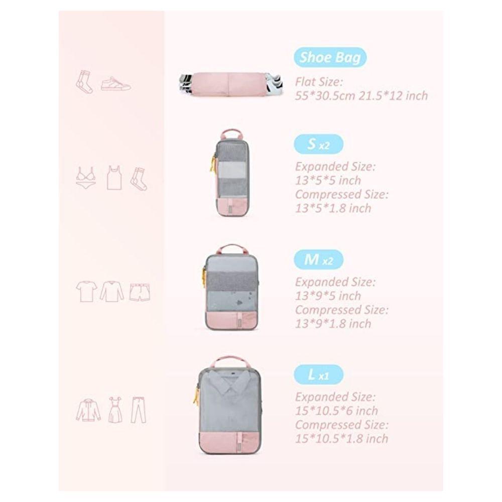 Bagsmart Organizadores de Equipaje con Compresión 6 pzs Rosado-4