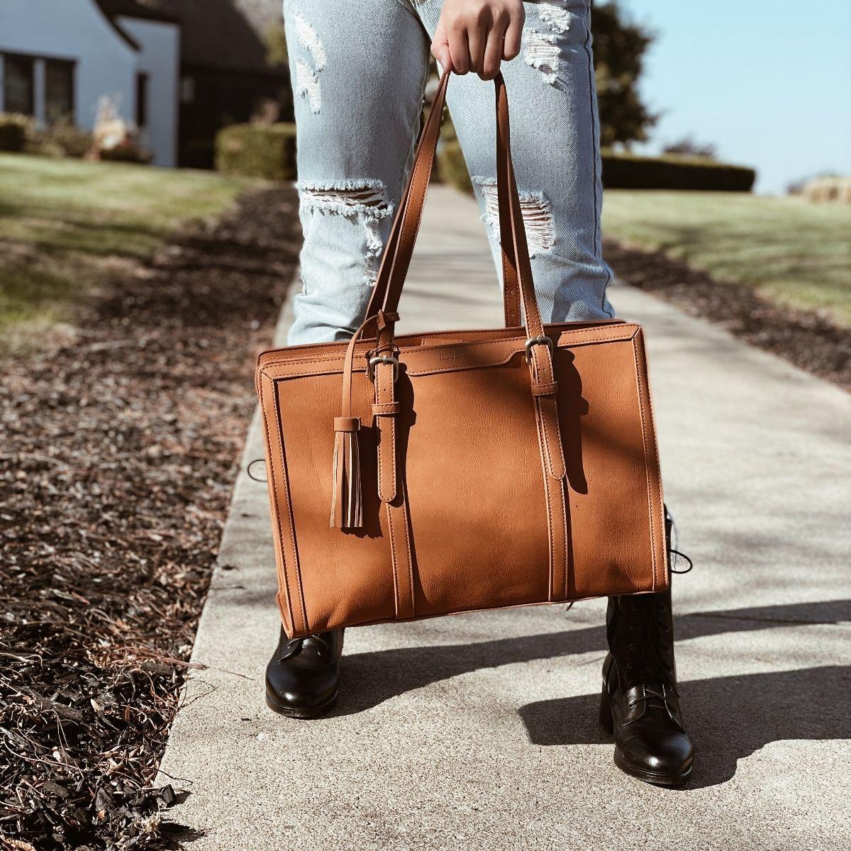 ECOSUSI Bolsa Oficina para notebook 15.6'' Gran Capacidad- Marrón-7