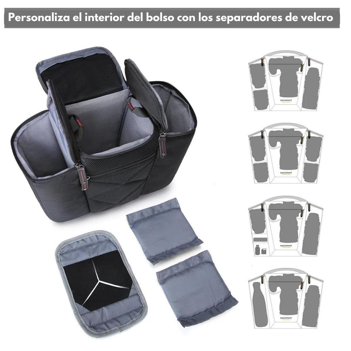Bagsmart Bolso para Cámara Phoenix con Correa Ajustable Negro y Rojo-3
