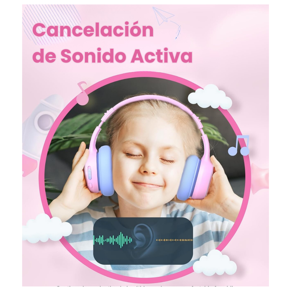 Tronsmart Audífonos Inalámbricos KH03 para Niños Rosado-4