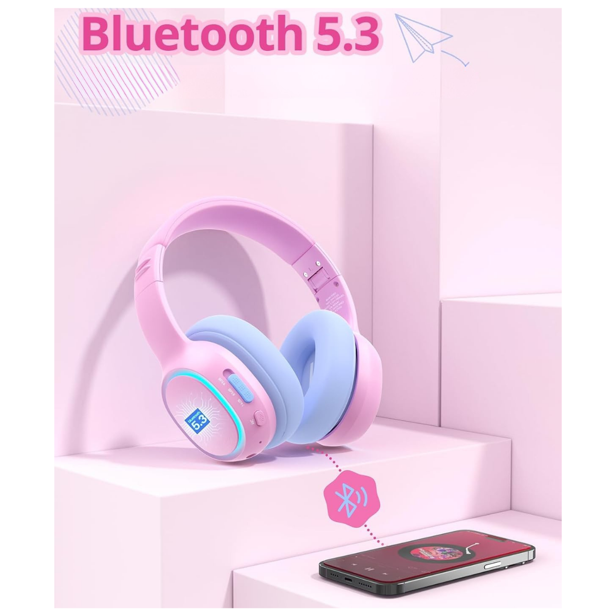 Tronsmart Audífonos Inalámbricos KH03 para Niños Rosado-6