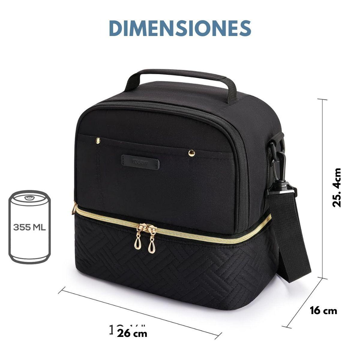 Tourit Lonchera con Aislamiento Térmico Cubierta Doble 10,6L - Negro-2