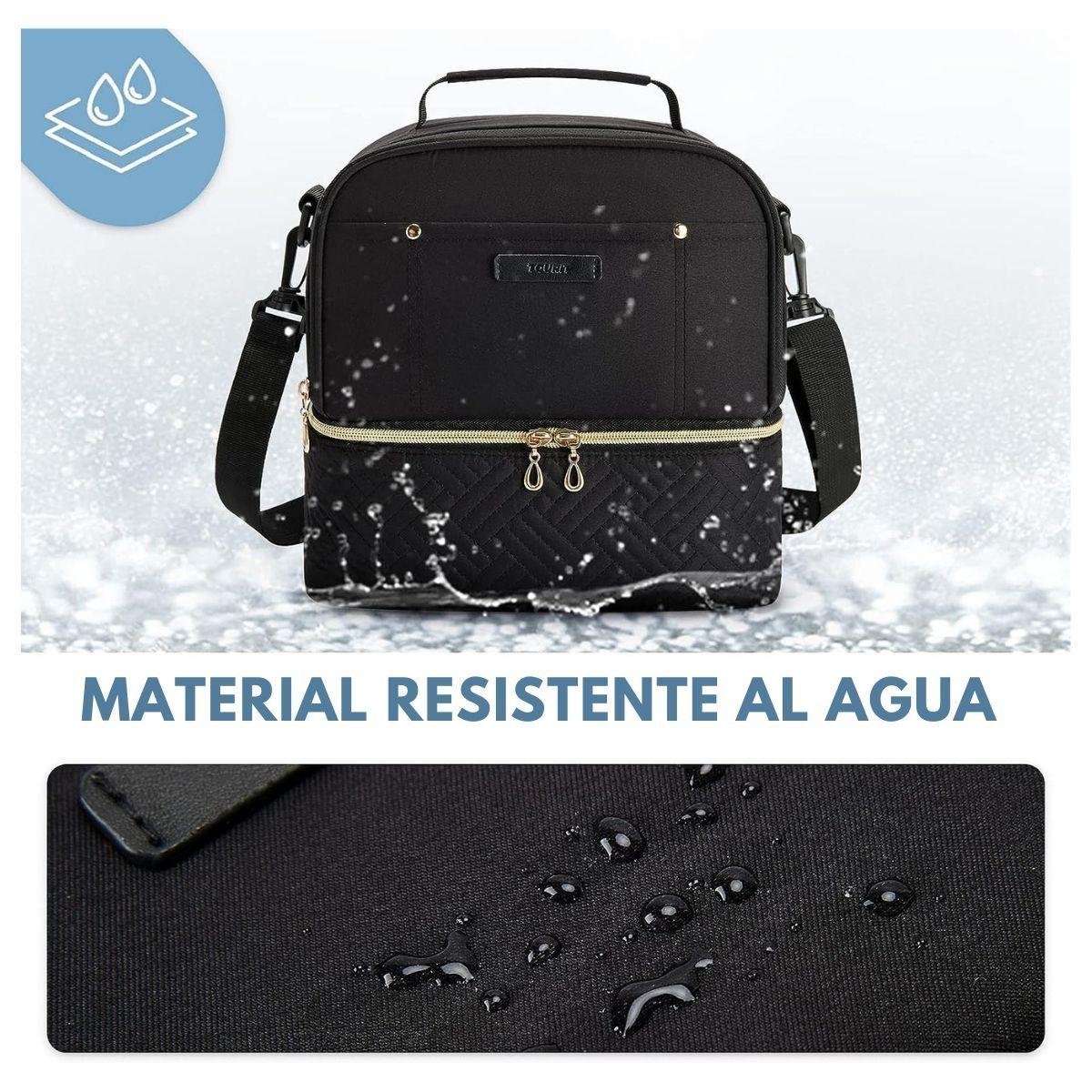 Tourit Lonchera con Aislamiento Térmico Cubierta Doble 10,6L - Negro-5