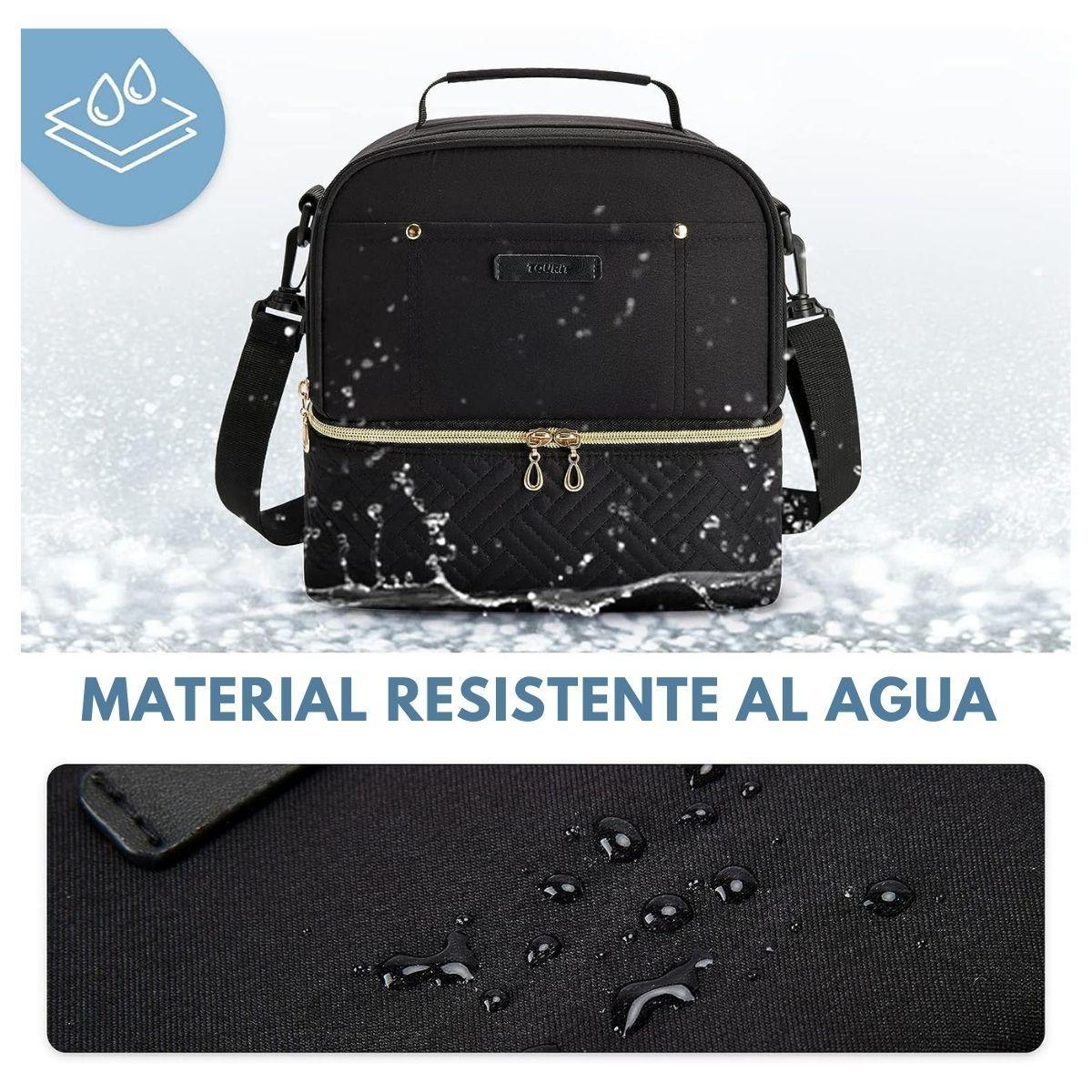 Tourit Lonchera con Aislamiento Térmico Cubierta Doble 10,6L - Negro-5