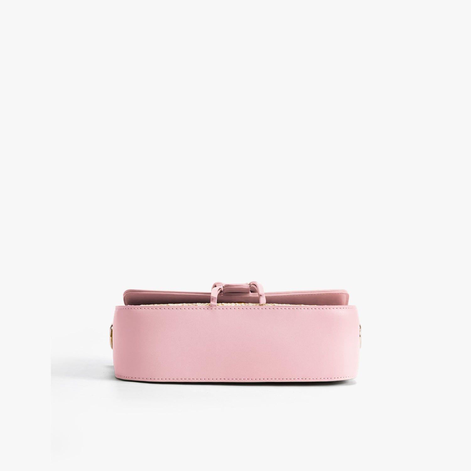 Ecosusi Cartera Bandolera Marina de Rafia Natural Rosado-4