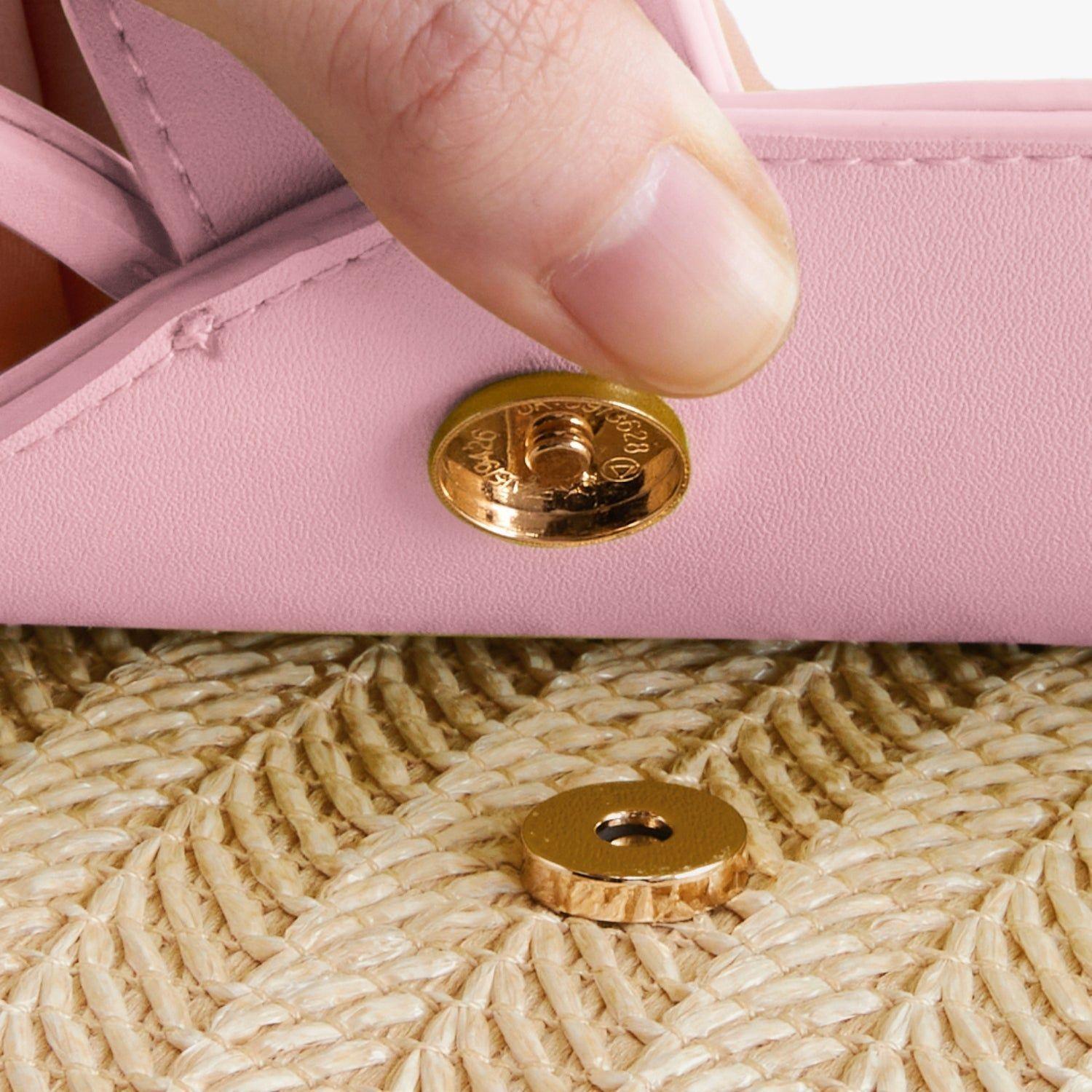 Ecosusi Cartera Bandolera Marina de Rafia Natural Rosado-7