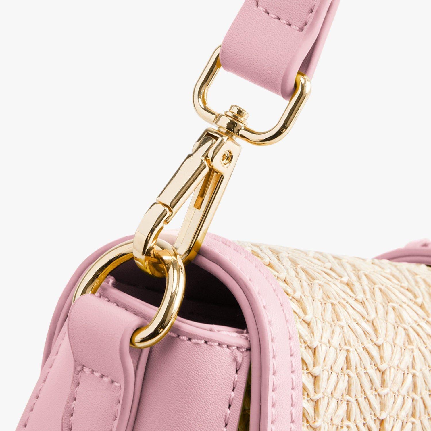 Ecosusi Cartera Bandolera Marina de Rafia Natural Rosado-8