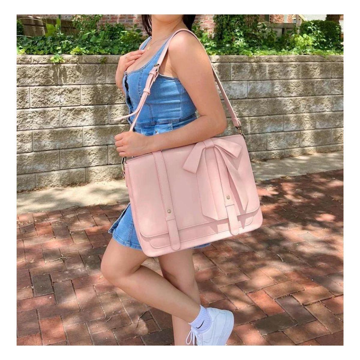 Ecosusi Mochila y Maletín con Lazo Removible Summer Garden Romance para 14" - Rosado-2