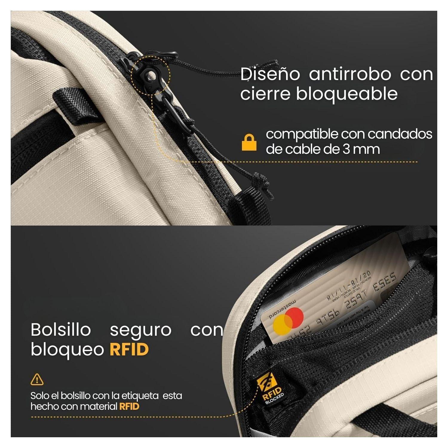 Tomtoc Bolso Bandolera de Viaje Aviator-T37 RFID Caqui-5