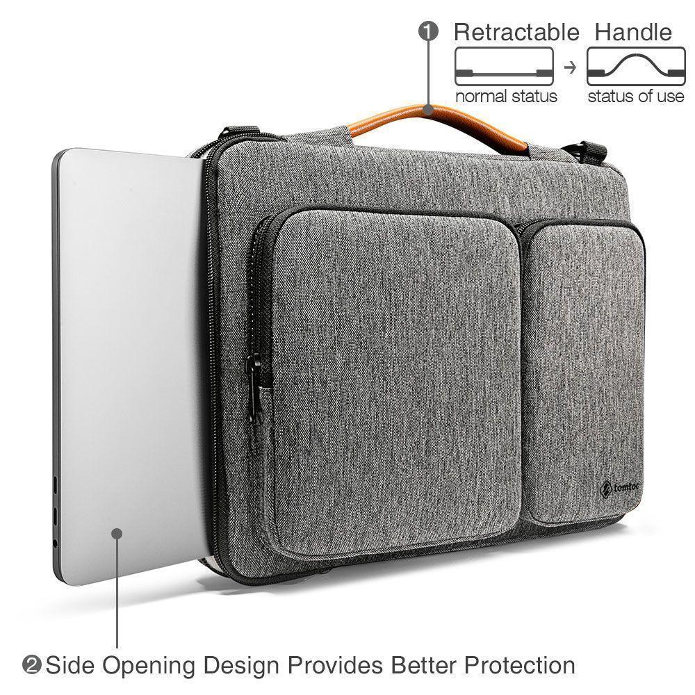 TOMTOC- BOLSO DE HOMBRO A42 PARA NOTEBOOK/MACBOOK 15.6''- GRIS-1