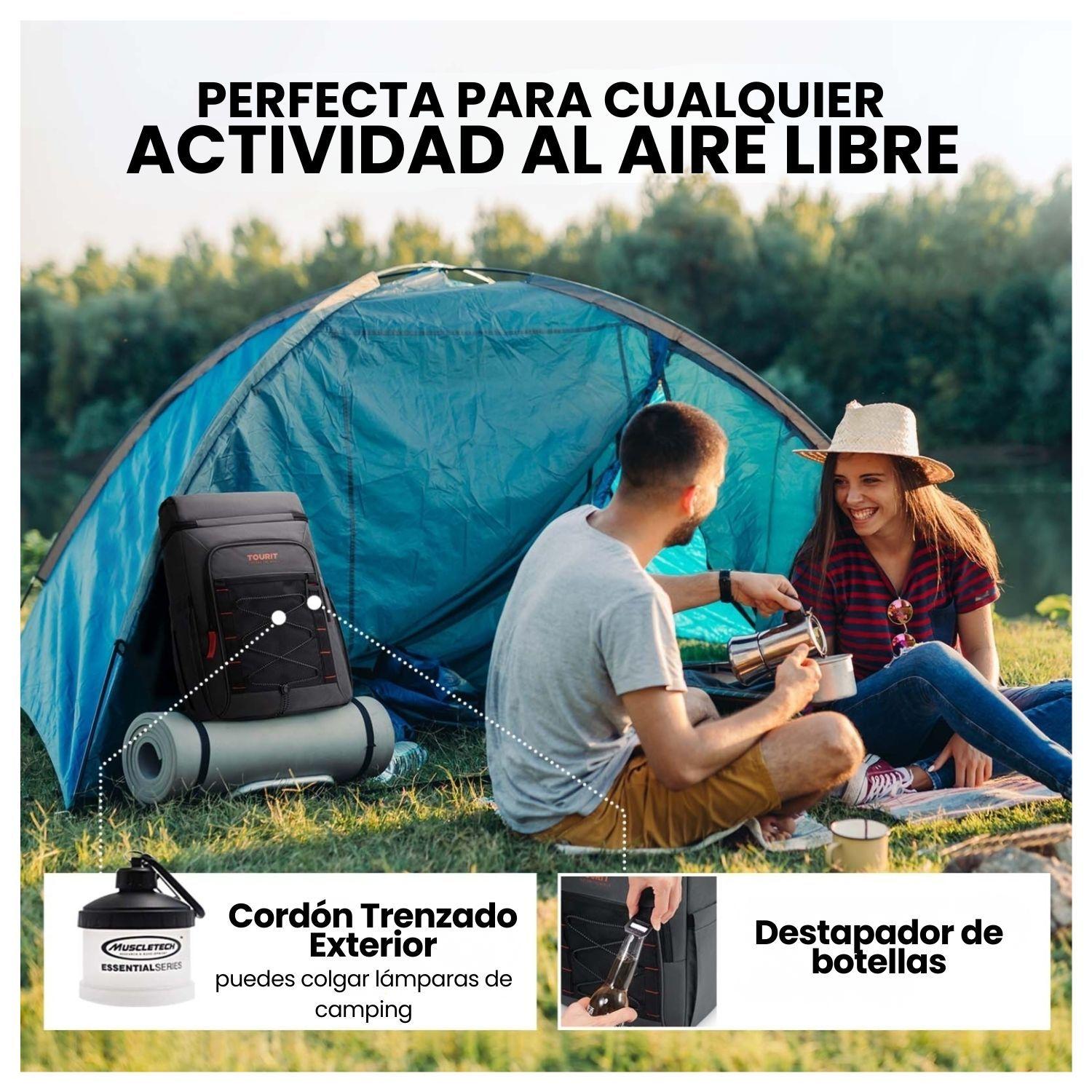 Tourit Mochila Térmica Dual Zone 26 latas 20L Impermeable Gris Oscuro-7