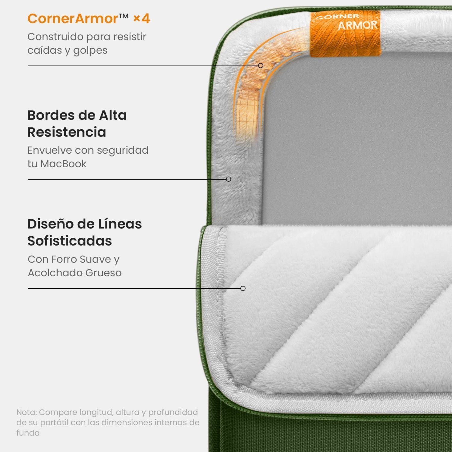 Tomtoc Funda Defender-A13 para MacBook Neo / Air / Pro de 13" Verde-4