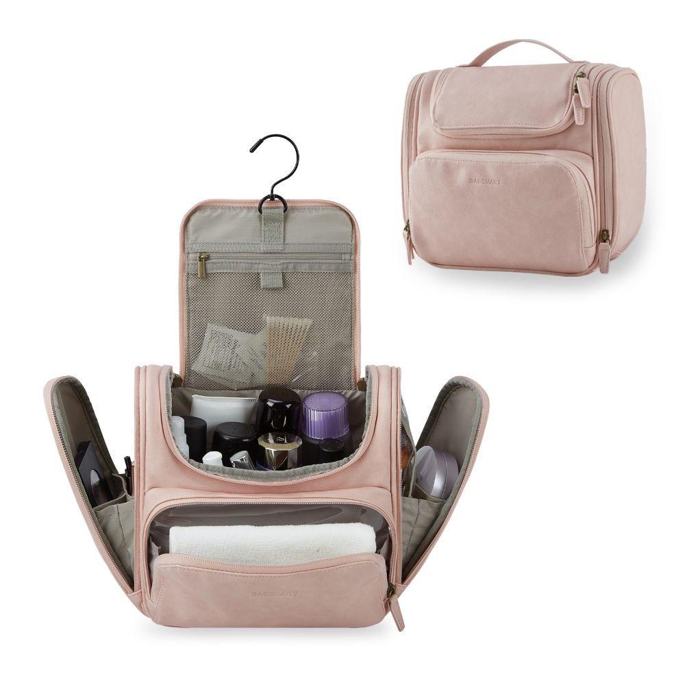 Bagsmart neceser de viaje en piel Dopp - Rosado-1