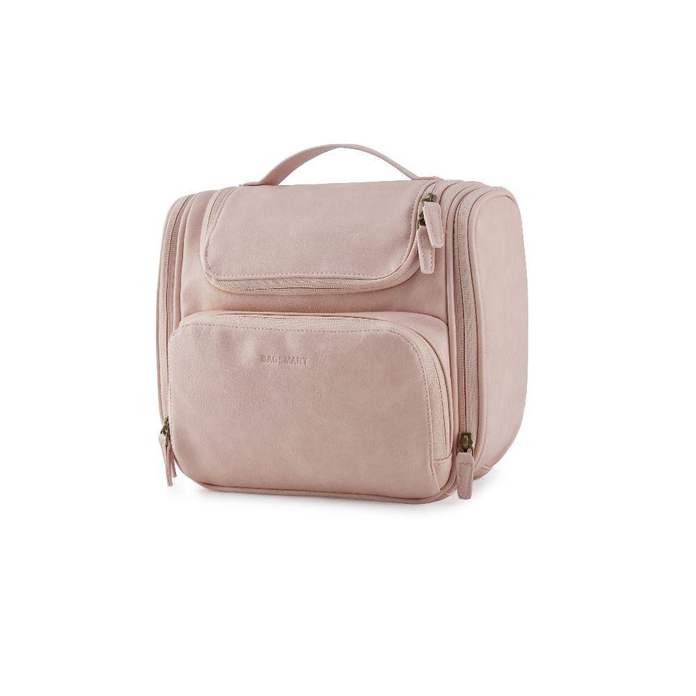 Bagsmart neceser de viaje en piel Dopp - Rosado-0