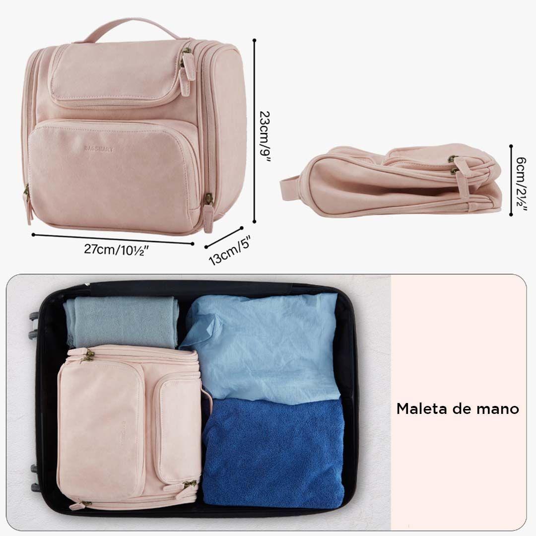 Bagsmart neceser de viaje en piel Dopp - Rosado-3