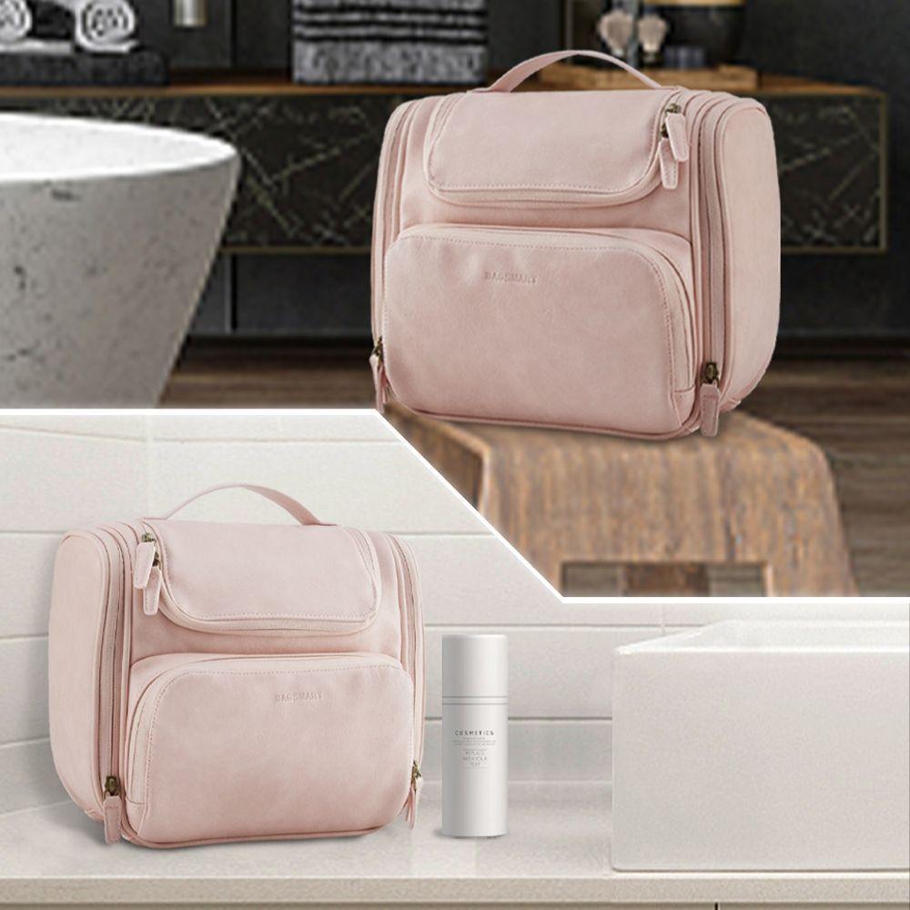 Bagsmart neceser de viaje en piel Dopp - Rosado-2