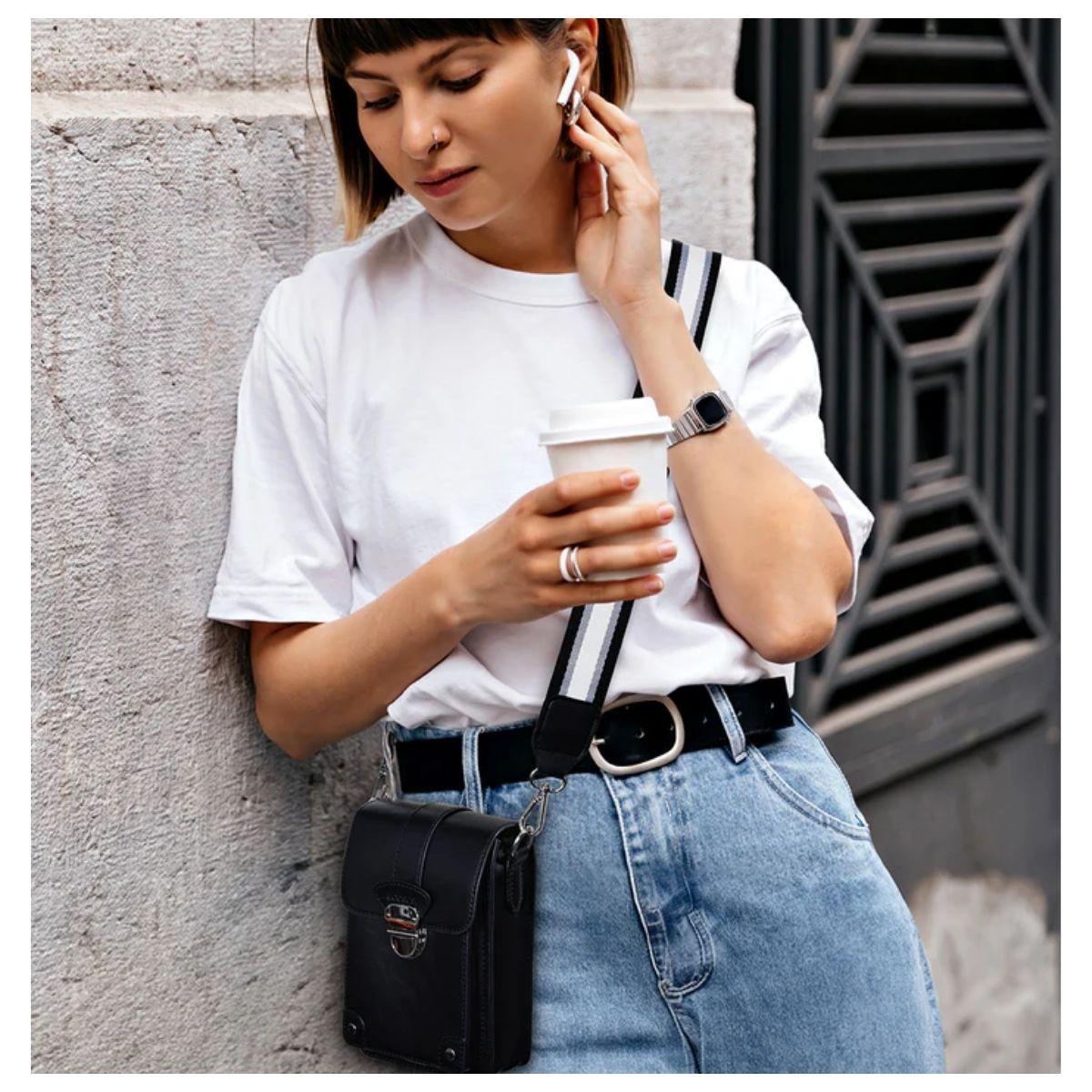Ecosusi Bolso Cruzado Vintage para Teléfono - Negro-2