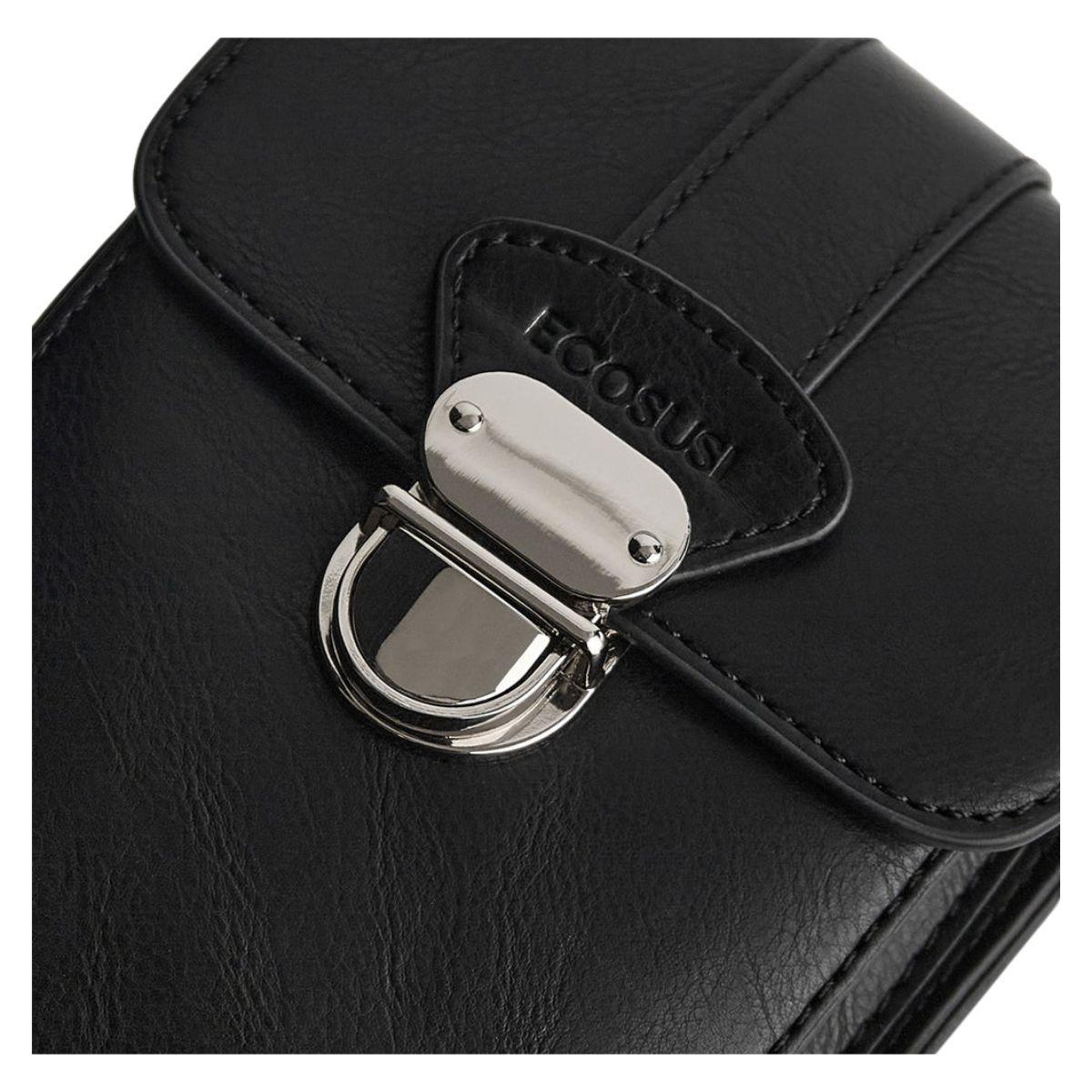 Ecosusi Bolso Cruzado Vintage para Teléfono - Negro-3