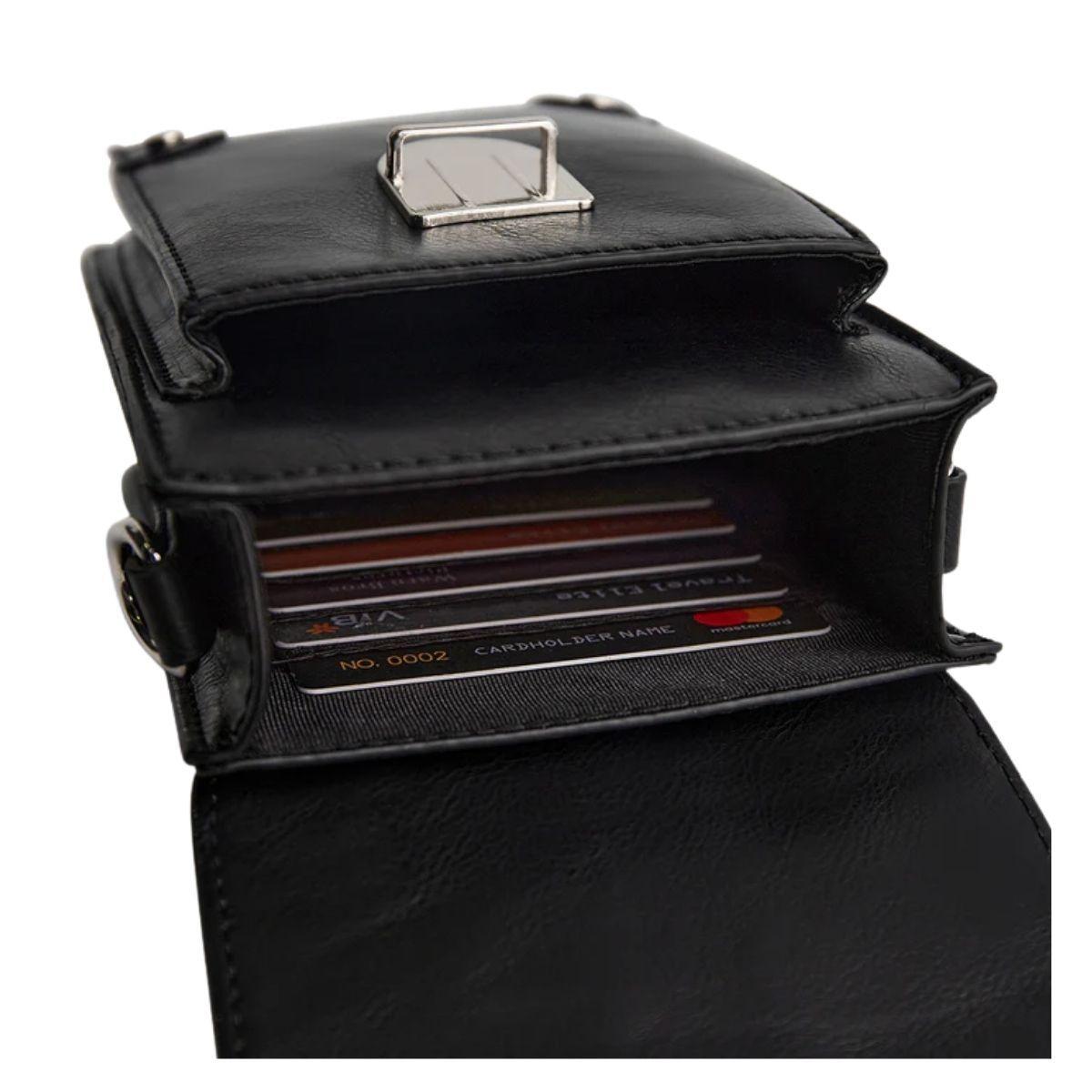 Ecosusi Bolso Cruzado Vintage para Teléfono - Negro-5