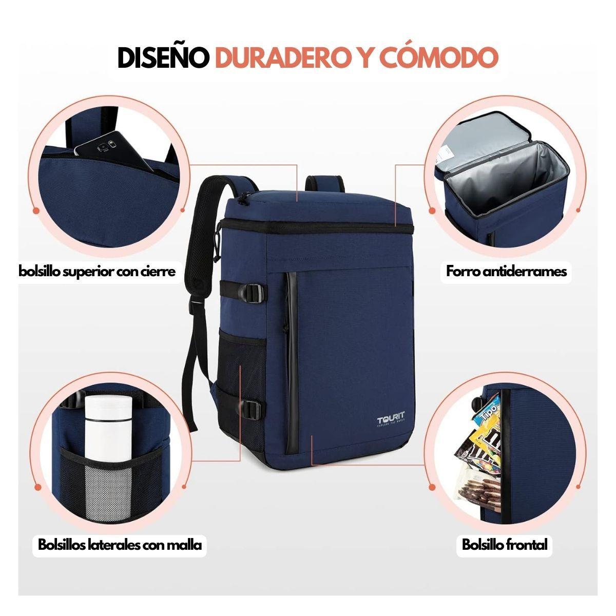 Tourit Mochila térmica para 32 latas - Azul-4