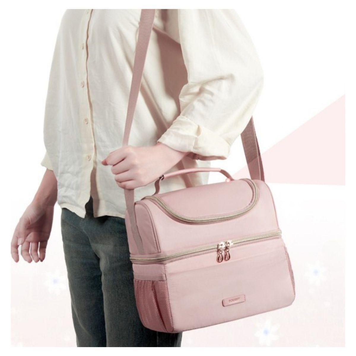 Tourit Lonchera Térmica de Doble Compartimiento 9L- Rosado-7