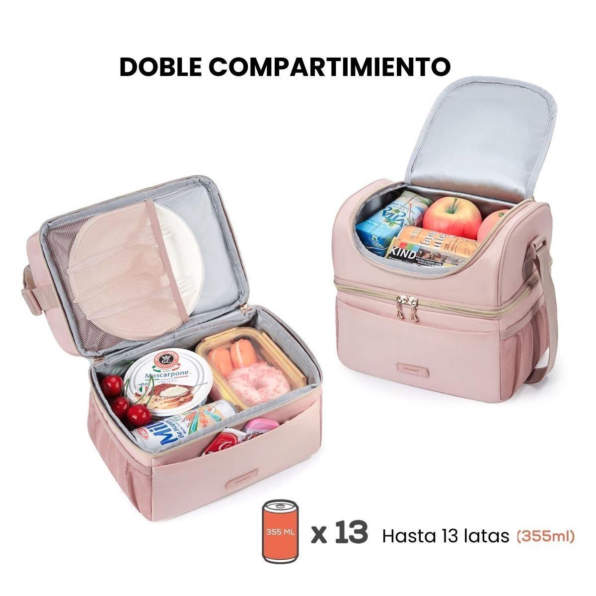 Tourit Lonchera Térmica de Doble Compartimiento 9L- Rosado-3
