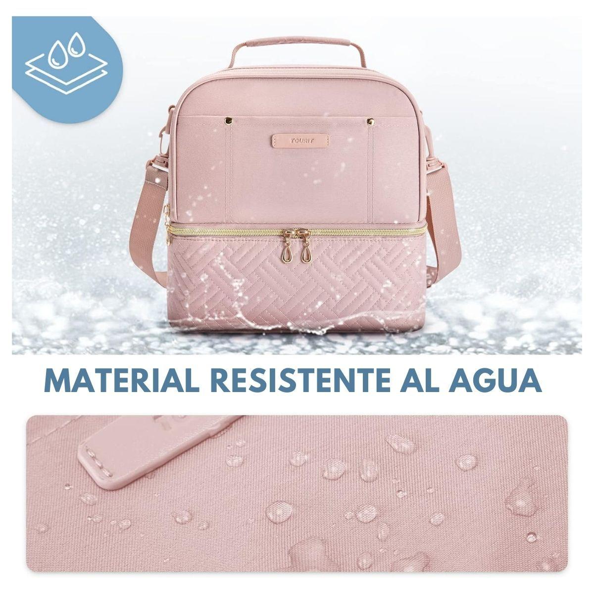 Tourit Lonchera con Aislamiento Térmico Cubierta Doble 10,6L - Rosado-5