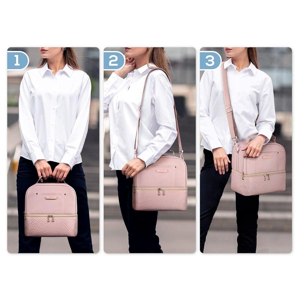 Tourit Lonchera con Aislamiento Térmico Cubierta Doble 10,6L - Rosado-6