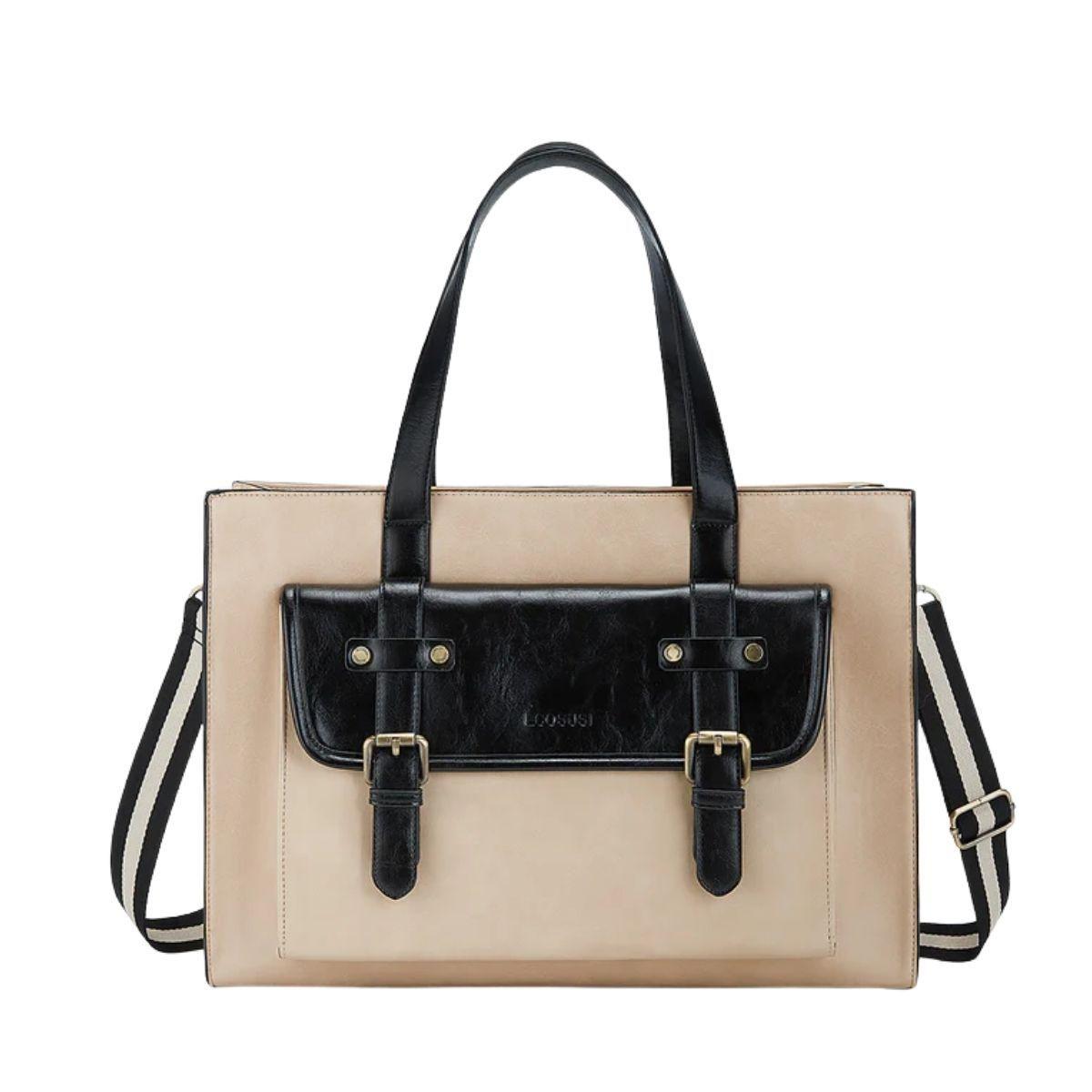 Ecosusi Bolso Tote Olivia para notebook 15.6" - Beige y Negro-0