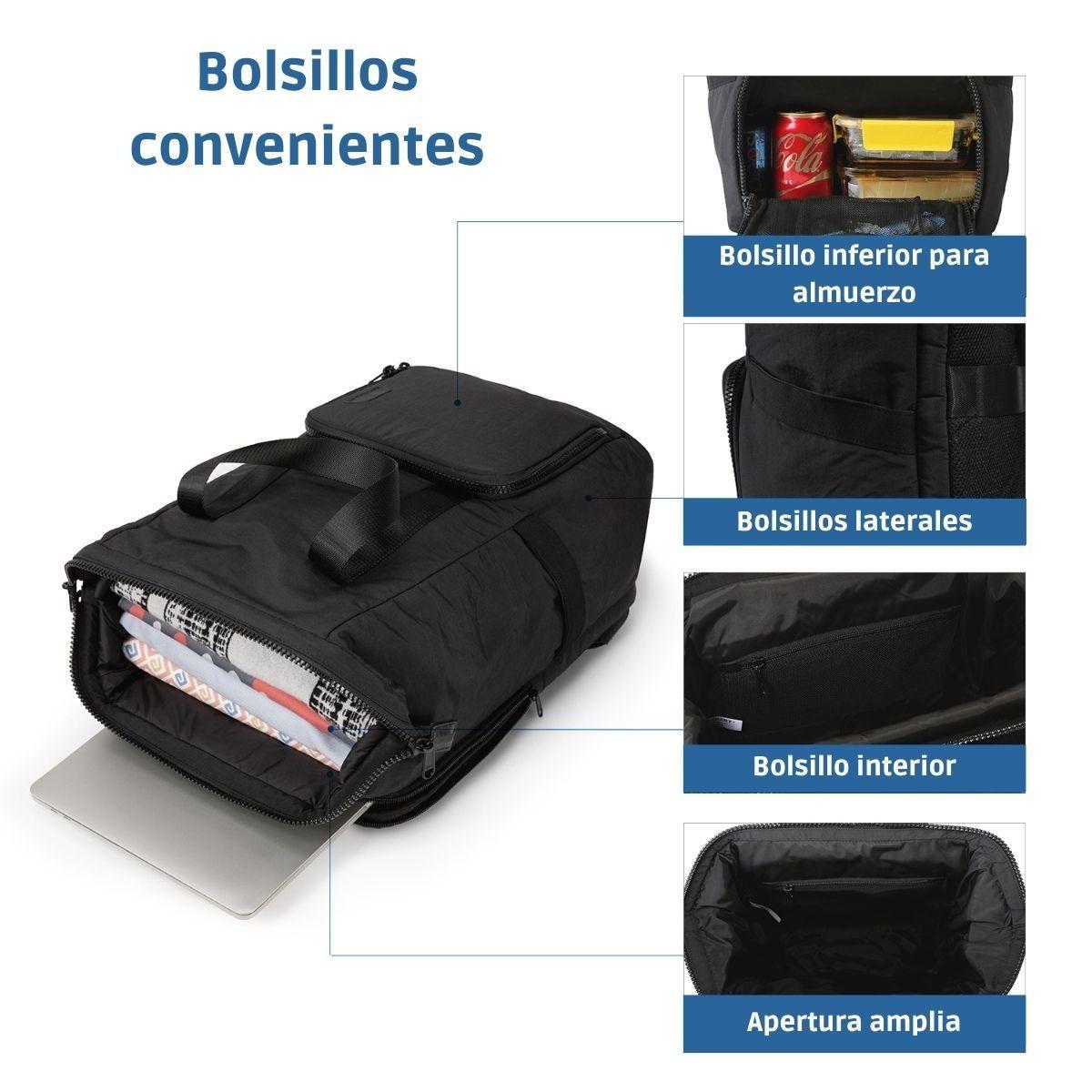 Bagsmart - Mochila para notebook de hasta 15.6" impermeable - Negro-4