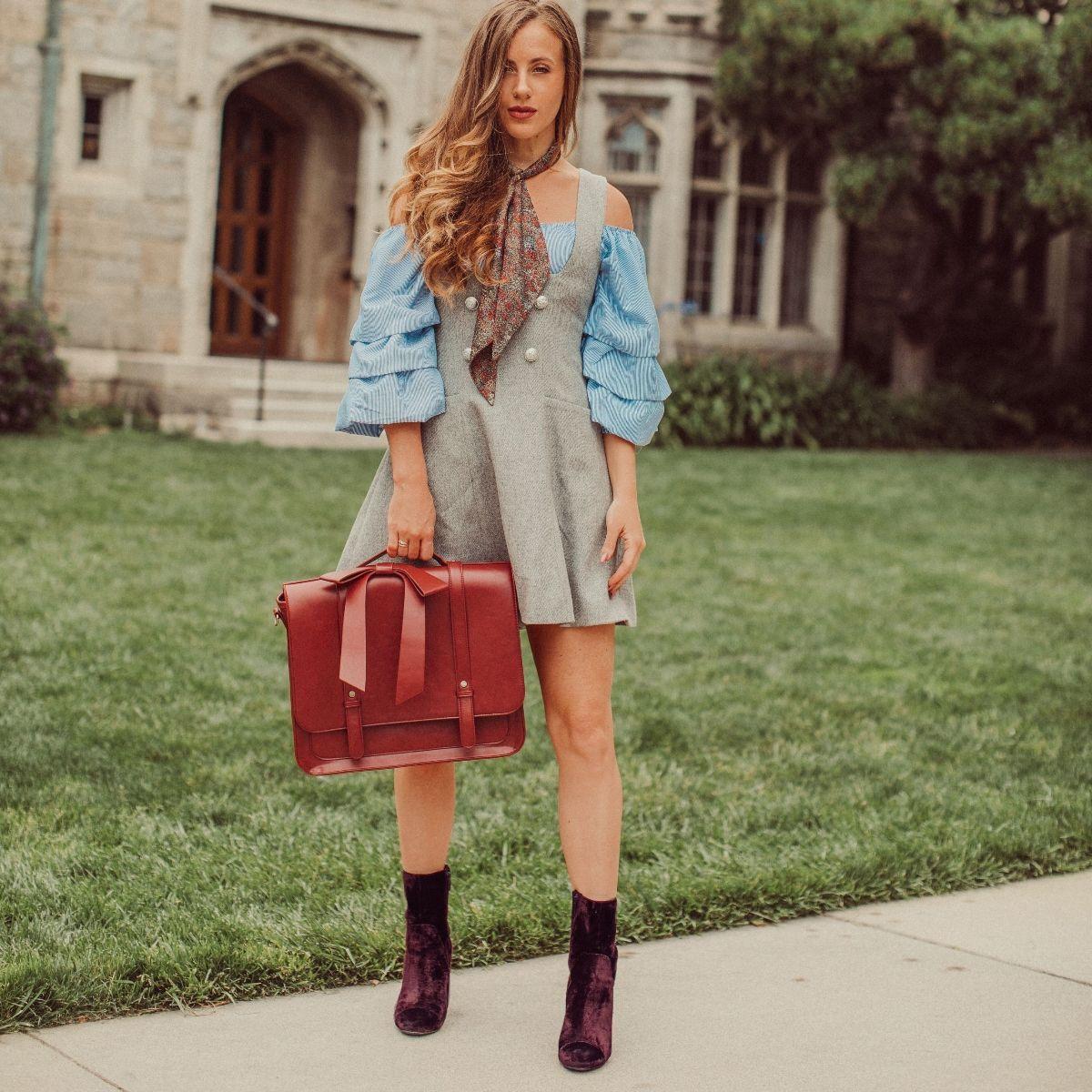 Ecosusi Mochila y Maletín con Lazo Removible Summer Garden Romance para 14" - Burdeo-1