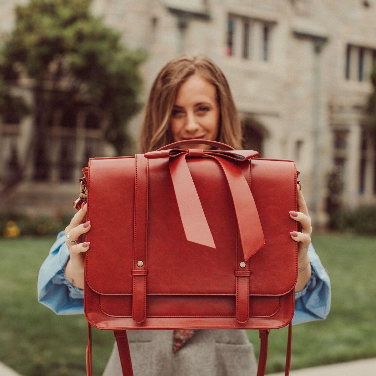 Ecosusi Mochila y Maletín con Lazo Removible Summer Garden Romance para 14" - Burdeo-3