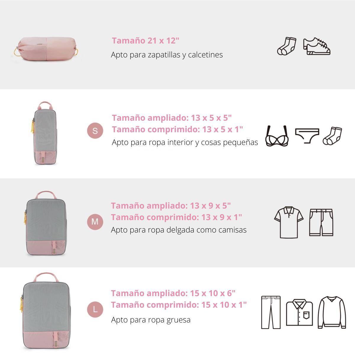 Bagsmart Kit de organizadores de embajale 4 en 1 - Rosado-7