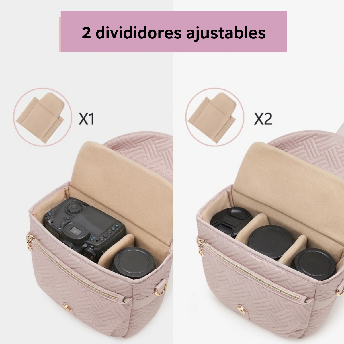 Bagsmart Bolso de hombro para cámara- Rosado-3