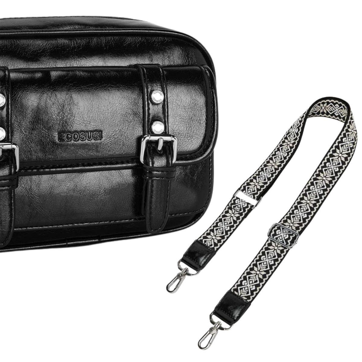 Ecousi Bolso Mensajero Mia con Correa Ancha - Negro-7