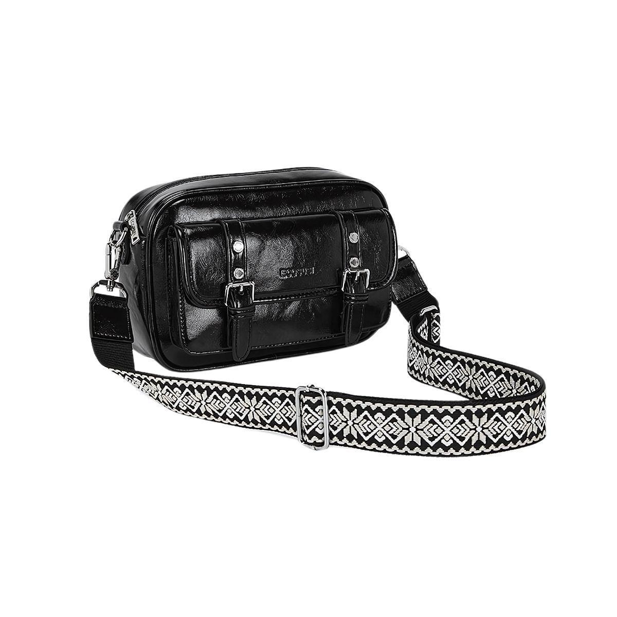 Ecousi Bolso Mensajero Mia con Correa Ancha - Negro-1