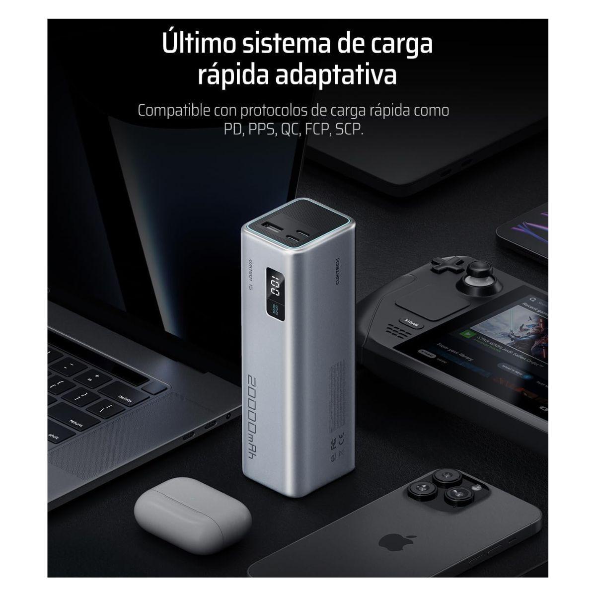 Cuktech Power Bank 15 85W 20000 mAh 3 puertos Plateado-4