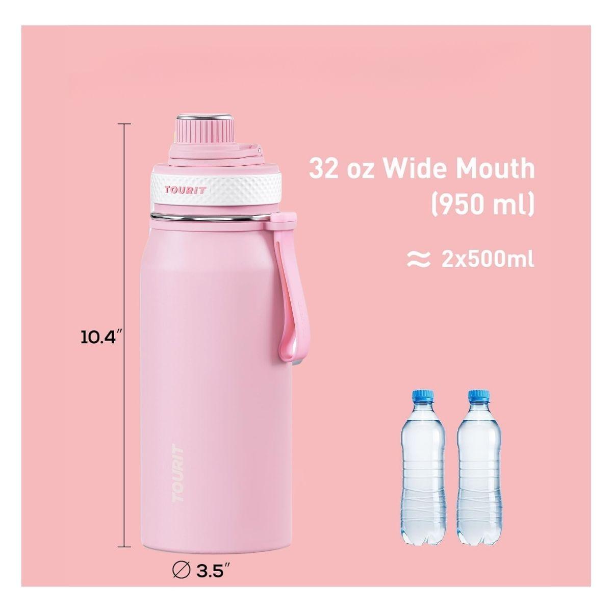Tourit Botella de Agua Térmica Deportiva 32oz - Rosado-4
