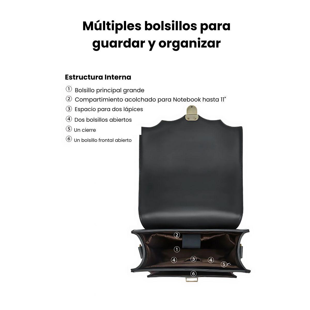 Ecosusi Mochila Vintage Aria para tablet 11” - Negro-4