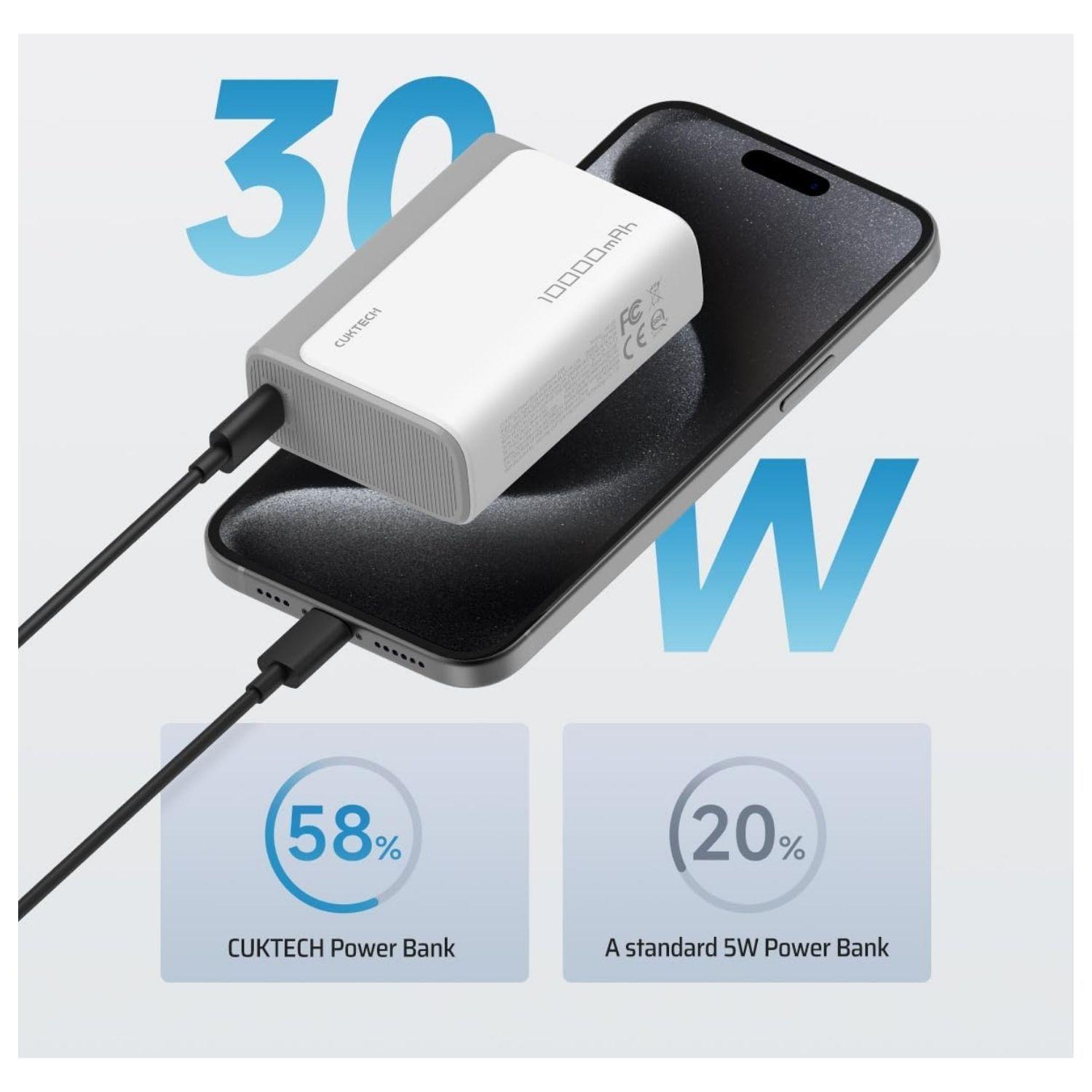 Cuktech Power Bank Cargador Portátil 30W 10000 mAh Gris-4