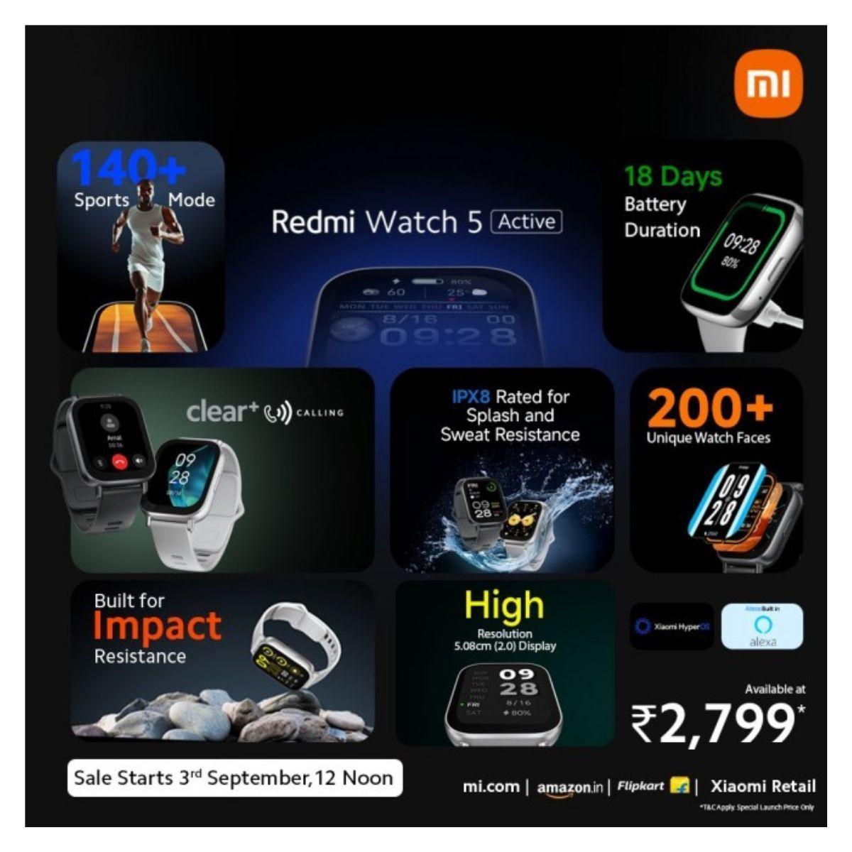 Xiaomi Redmi Watch 5 Active Reloj Inteligente - Negro Medianoche-7