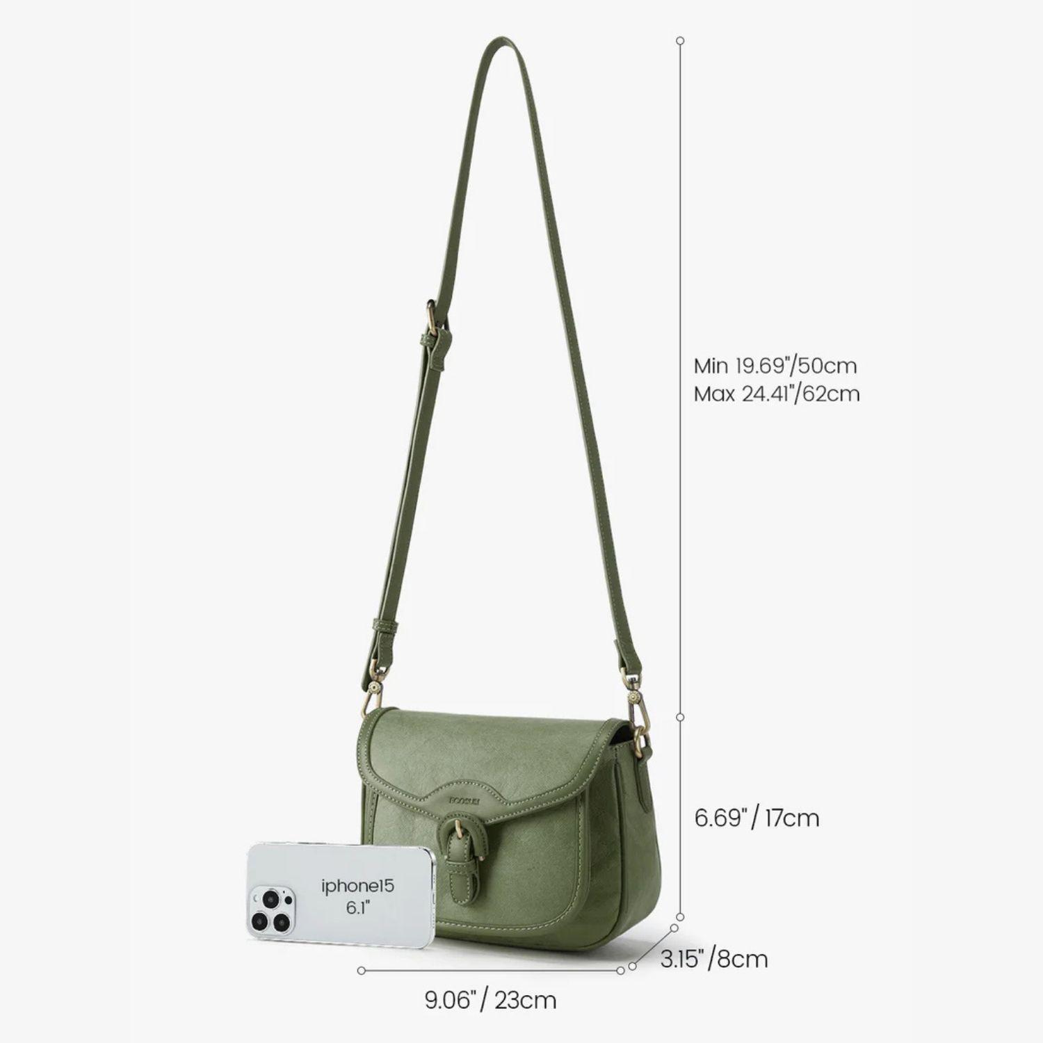 Ecosusi Cartera Bandolera Evelina de Papel Lavable Ecológico Verde Olivo-2