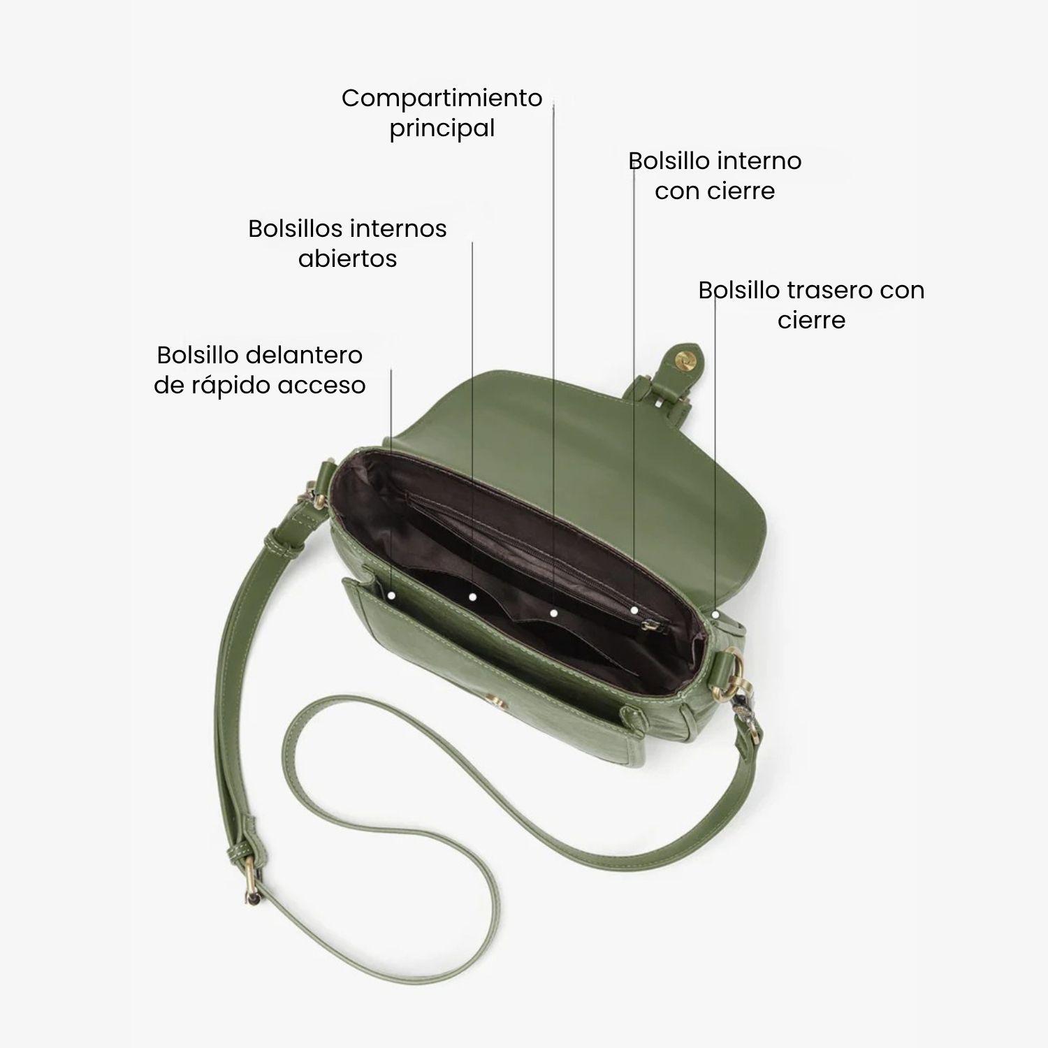 Ecosusi Cartera Bandolera Evelina de Papel Lavable Ecológico Verde Olivo-3