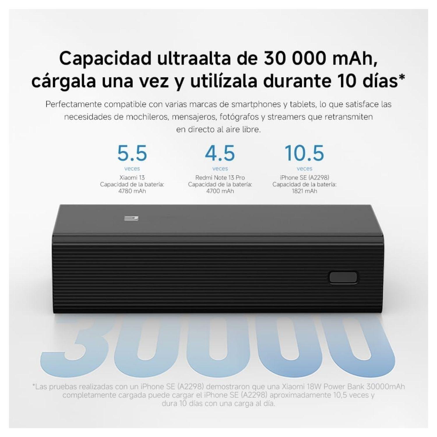 Xiaomi Power Bank 18W 30000 mAh hasta 3 dispositivos Negro-2