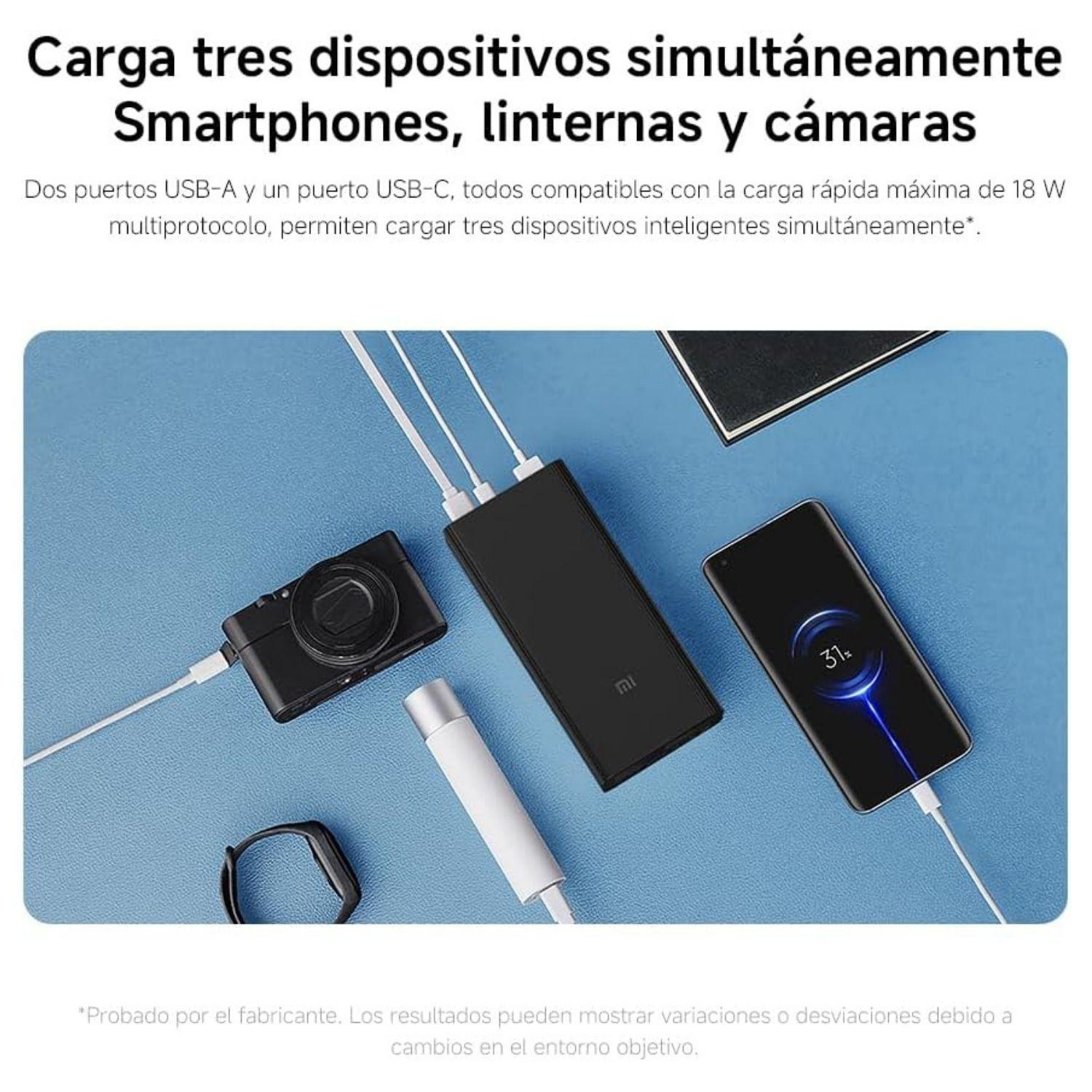 Xiaomi Power Bank 18W 30000 mAh hasta 3 dispositivos Negro-4