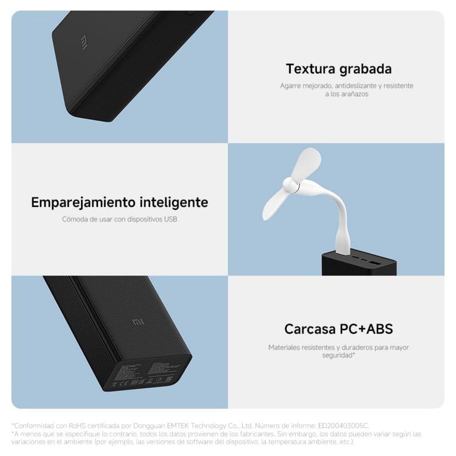 Xiaomi Power Bank 18W 30000 mAh hasta 3 dispositivos Negro-7
