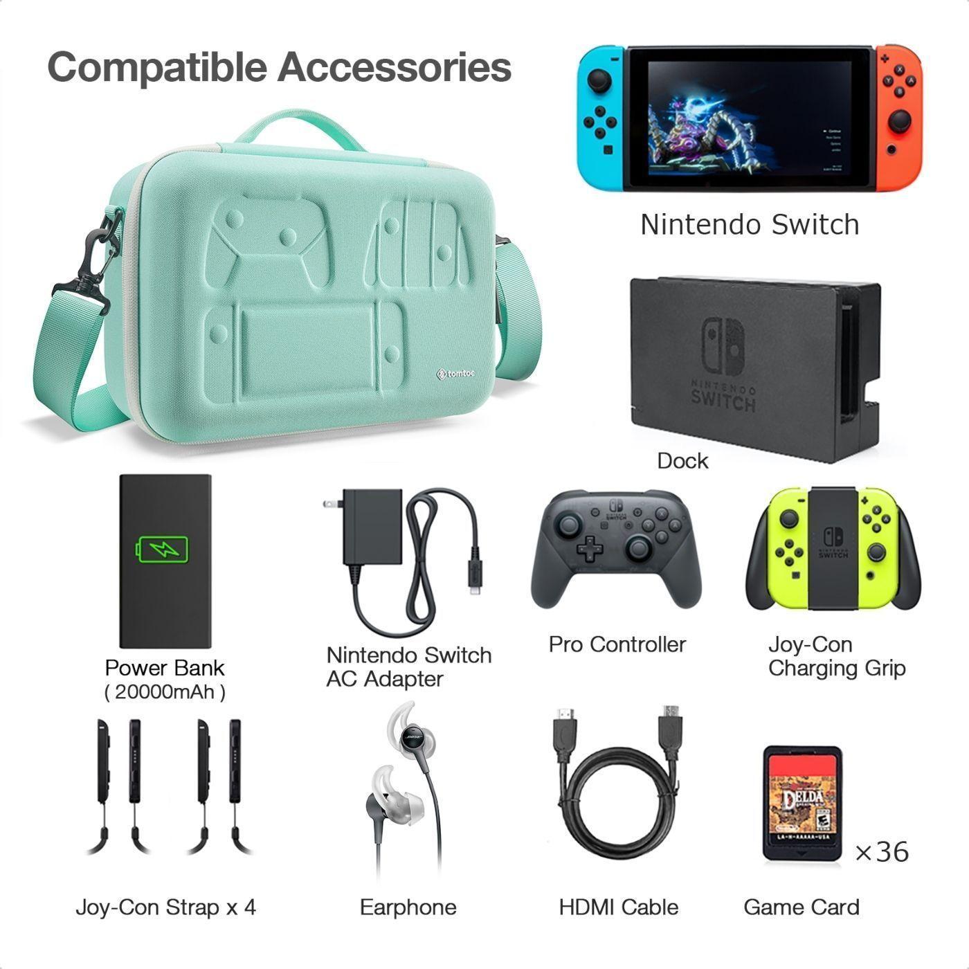Tomtoc - Estuche de almacenamiento para Nintendo Switch- Verde-4