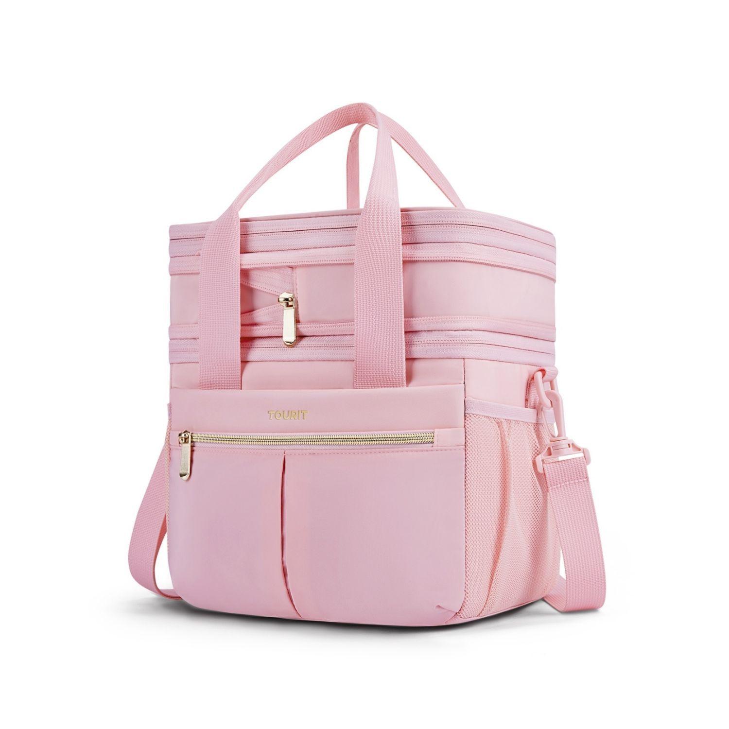 Tourit Lonchera Térmica Double Deck 23 latas 13L Expandible Rosado-1