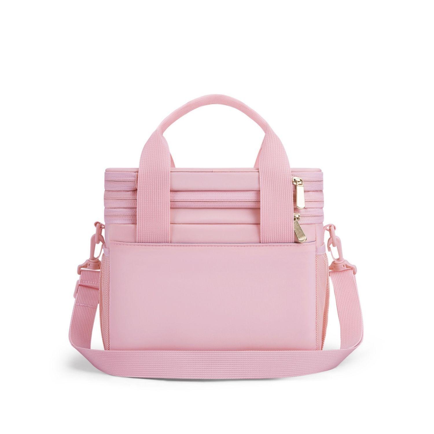 Tourit Lonchera Térmica Double Deck 23 latas 13L Expandible Rosado-4