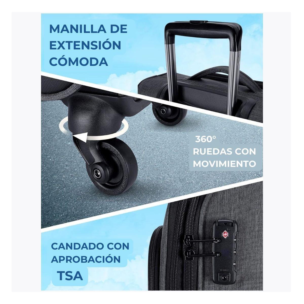 Bagsmart Set Maleta de Mano Expandible 45L + Bolso de Mano 11L - Gris-3